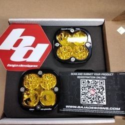 New Baja Designs Squadron Sport Amber Yellow Light Led Driving Combo With Harness And Switch And Bracket