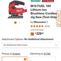 M18 FUEL 18V Lithium-Ion Brushless Cordless Jig Saw (Tool-Only)
by

Milwaukee