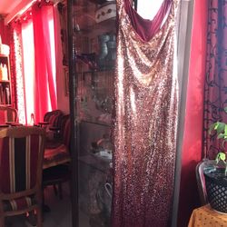 Gorgeous Gold And Burgundy Sequins Long Dress 