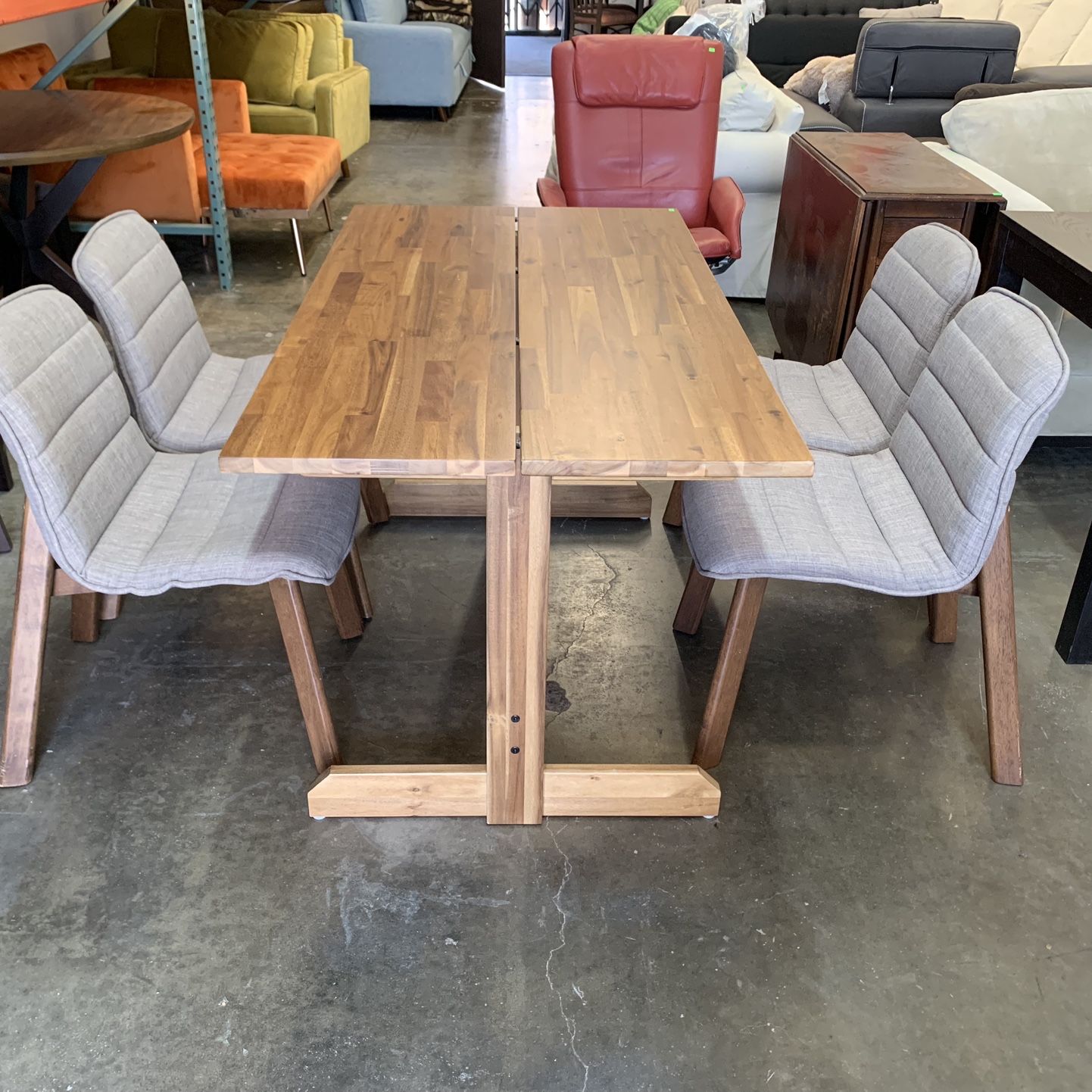 IKEA NACKANÄS Acacia Solid Wood Table and 4 Chairs Excellent