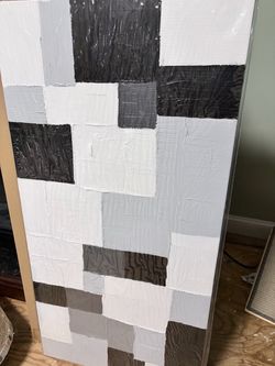 20"x40" Black & White Canvas Wall Art Textured Oil Painting