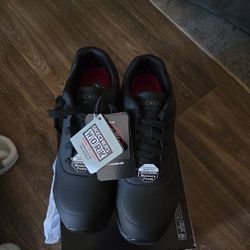 *NEW* NEVER WORN*)SKECHERS FOR WORK SLIP RESISTANT BLACK SAFETY TOE SIZE 9