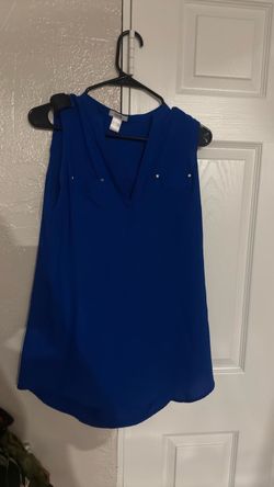 Royal Blue Sleeveless V-Neck Blouse