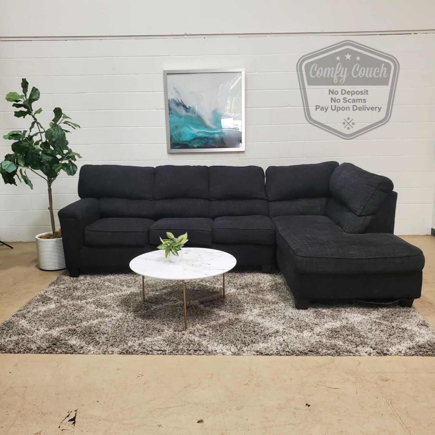 🛋️Black Sectional Sofa(Delivery Available!! )