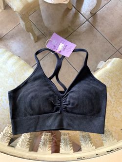 Black Ribbed Sports Bra Size Small