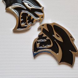 2x Black Hellcat  Emblem Badge Challenger Charger Hellcat Demon SRT Dodge. 