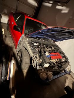 Red Acura integra project car