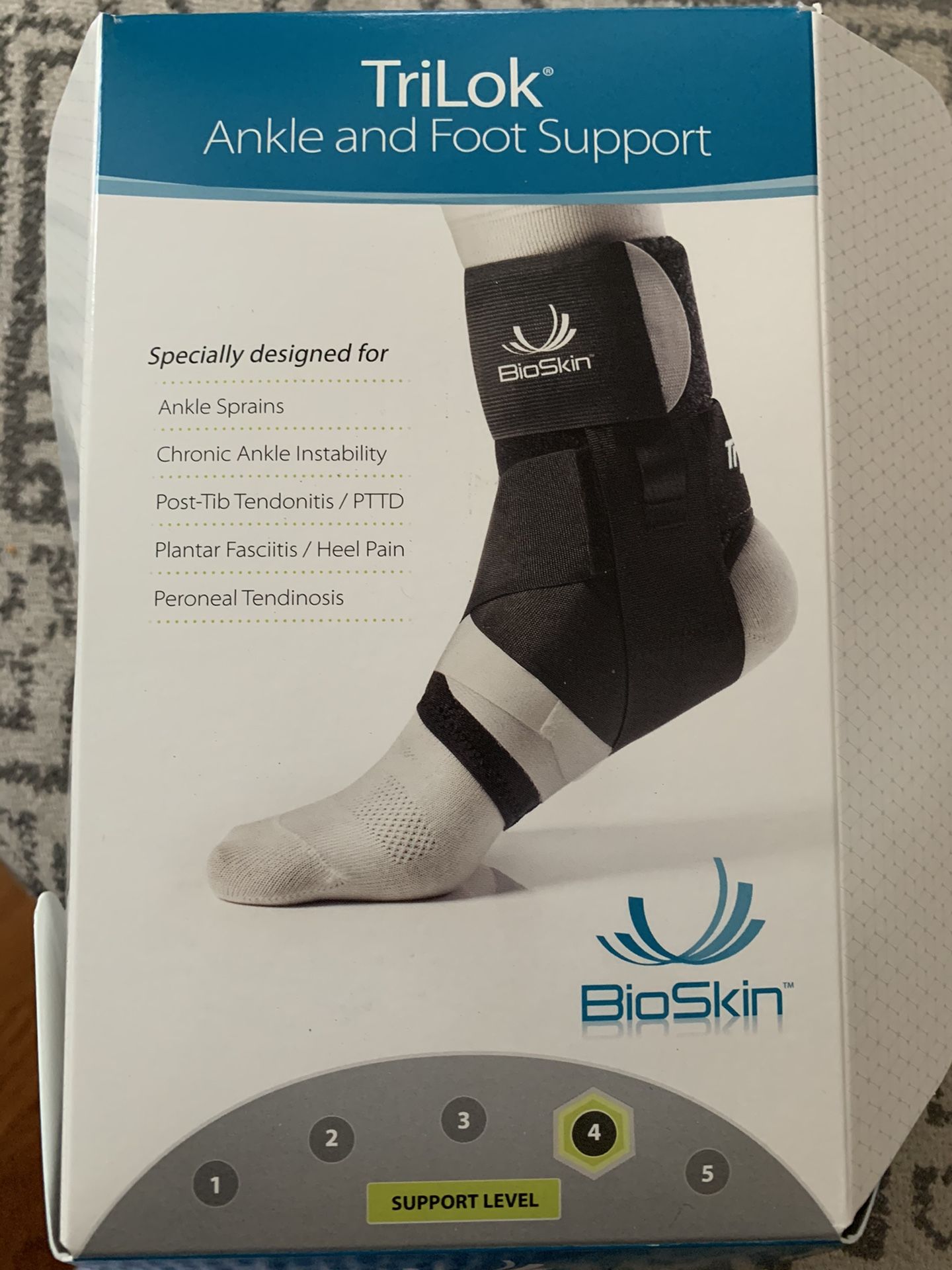 BioSkin Trilok Ankle Brace - Foot and Ankle Support for Ankle Sprains, Plantar Fasciitis, PTTD, Tendonitis and Active Ankle Stability - Lightweight,