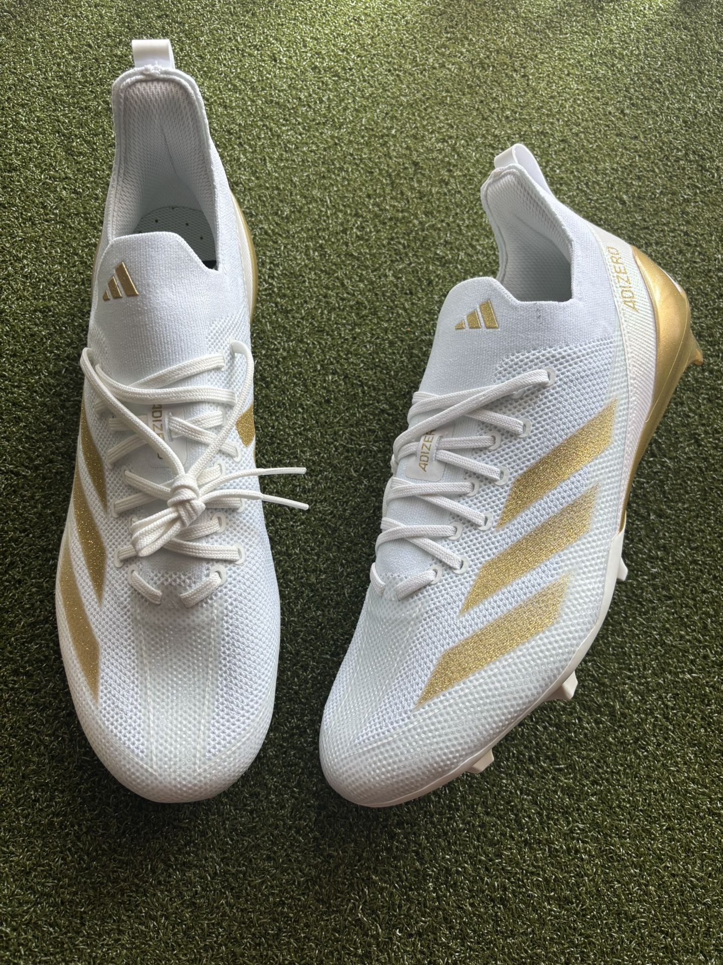 ADIDAS ADIZERO ELECTRIC+ WHITE/GOLD FOOTBALL CLEATS SIZE 13
