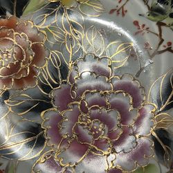 Vintage Chinese Porcelain Floral Bowl w/ Gold Rim
