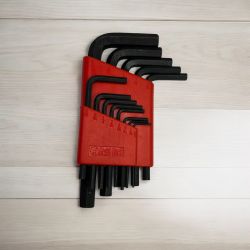 Great Neck 13 Pc SAE Hex Key Allen Wrench Set Short Arm In Red Holder