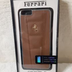 Brand New Ferrari Brown Stitching Real Leather Hard Case For iPhone 6 Plus