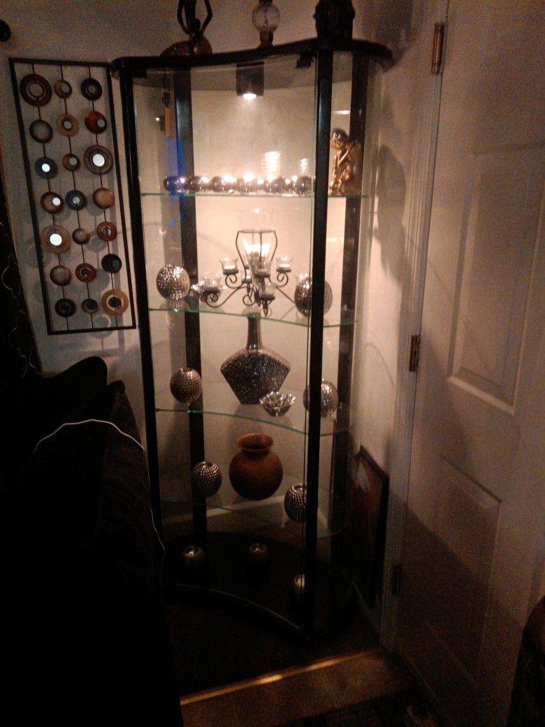 Tall Glass Cabinet With 4 Shelves