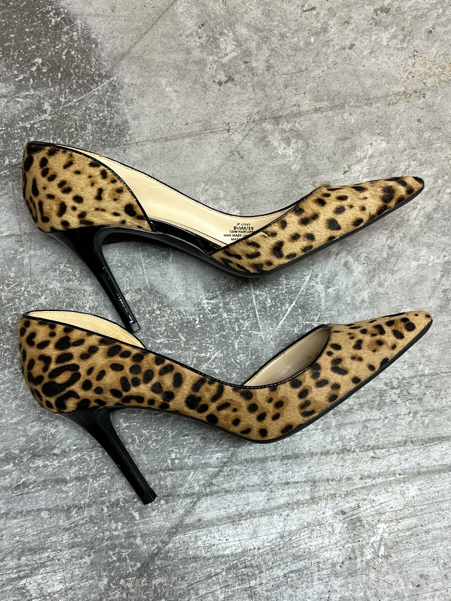 Jessica Simpson Leopard Print Pointed-Toe Heels 3.5" Stiletto Black & Tan.