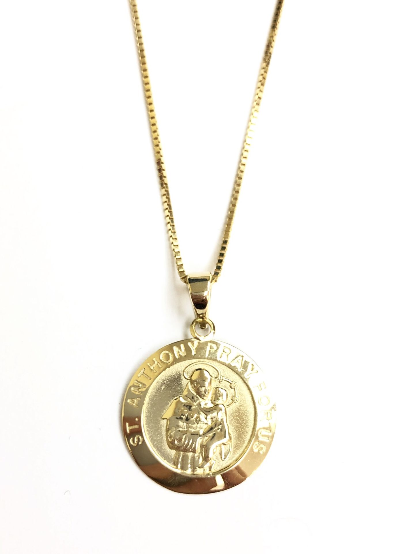 Saint Michael (pray for us ) religious pendant 14K REAL YELLOW GOLD.