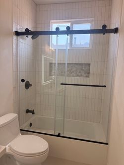 Frameless Double Sliding Shower Door 3/8in Glass — $899 Installed
