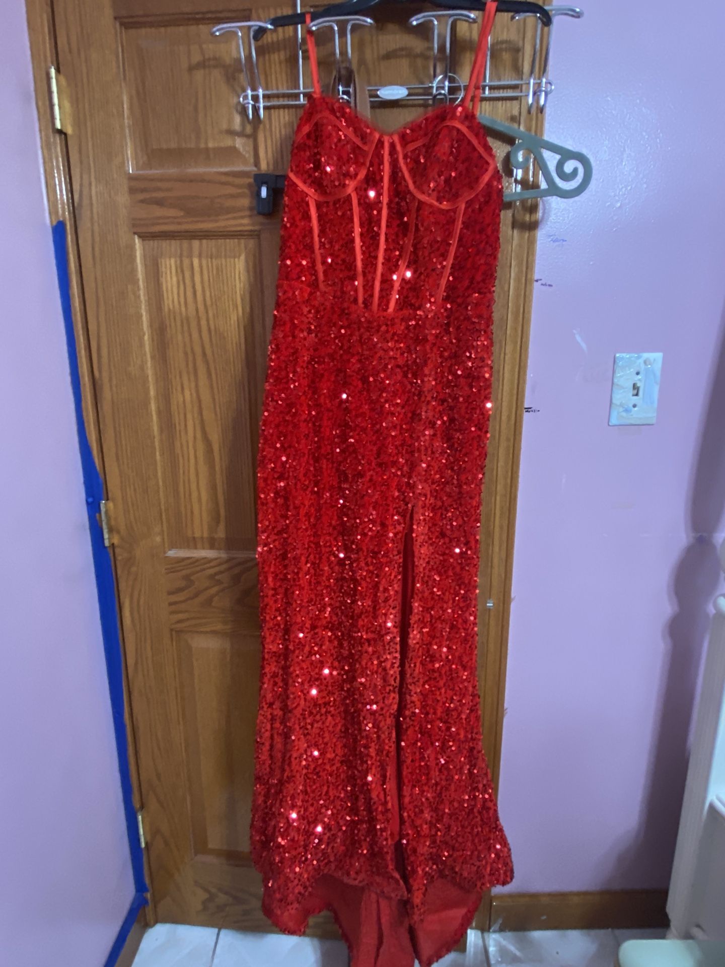 RED LONG PROM DRESS
