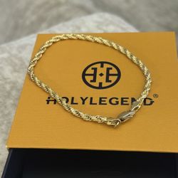 Rope Chain Bracelet 14K Gold Plated 