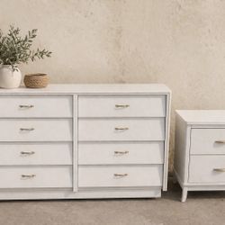 White 6 Drawer Dresser + Nightstand Set 