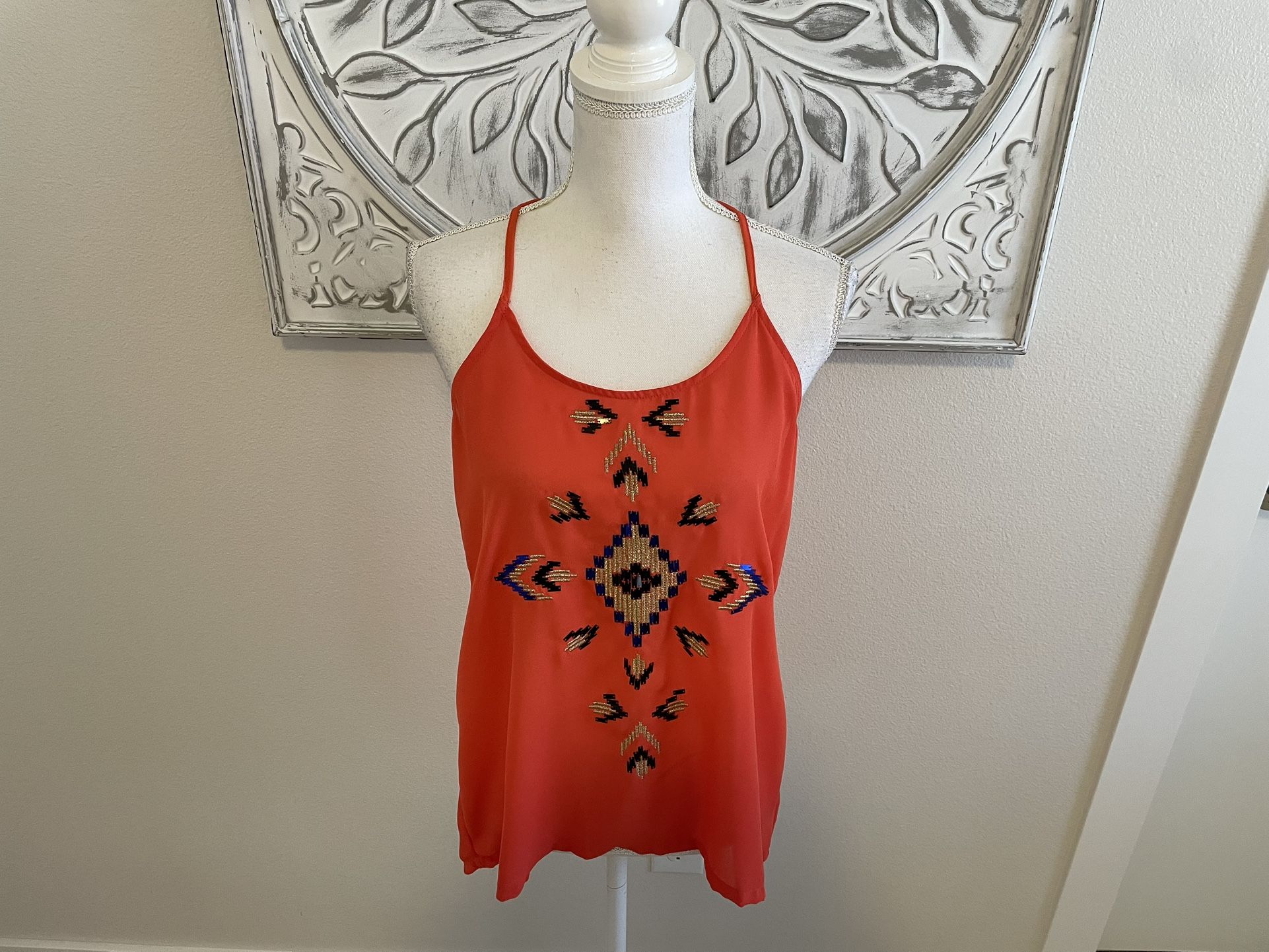 dina be Embellished Tank Top, Red, S