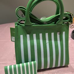 Kate Spade New York X Target Green & White Striped Knit Crossbody Bag
