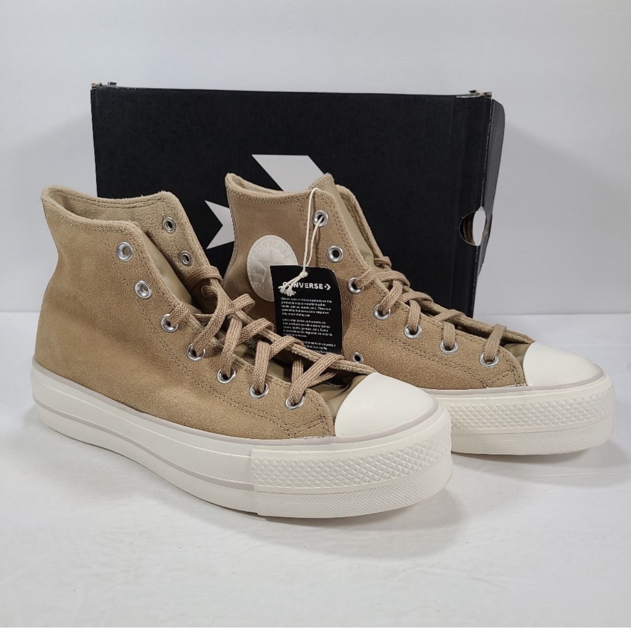 Converse CTAS Lift Hi Suede Platform Sneakers Nomad Khaki Desert Sand Women 10
