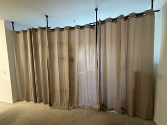 Bay Window Curtain Rod and Curtains