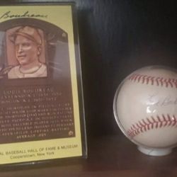 Lou Boudreau Autographed HOF Card And Baseball