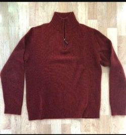 J crew Quarter Zip Cotton cashmere Burgundy Red Mens sweater top Sweatshirt XS extra small Slim shirt
