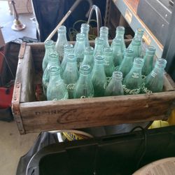 Small Coke Bottles With Original Wood Coke Box