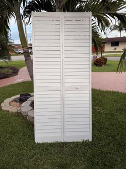 (1) 36"x 79" 2" Slats, Plantation Louver Bifold Closet Doors, Wood, White