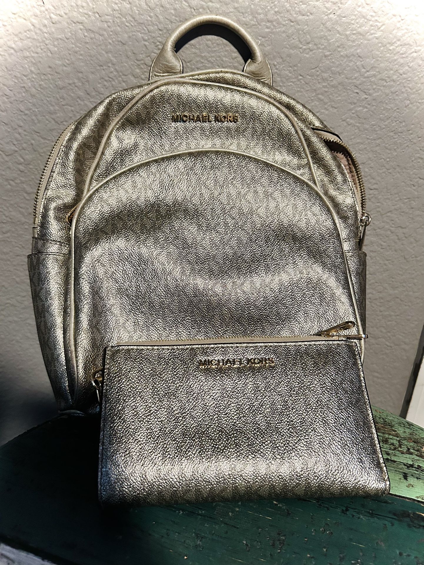 Gold Michael Kors Backpack with Wallet