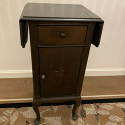 Antique solid wood cabinet side table with foldable ends