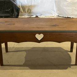 PINE COUNTRY COFFEE TABLE HEART CUT OUT & PAINTED FLOWERS