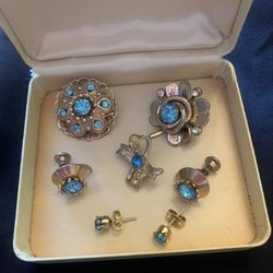 Set of vintage aquamarine  jewelry