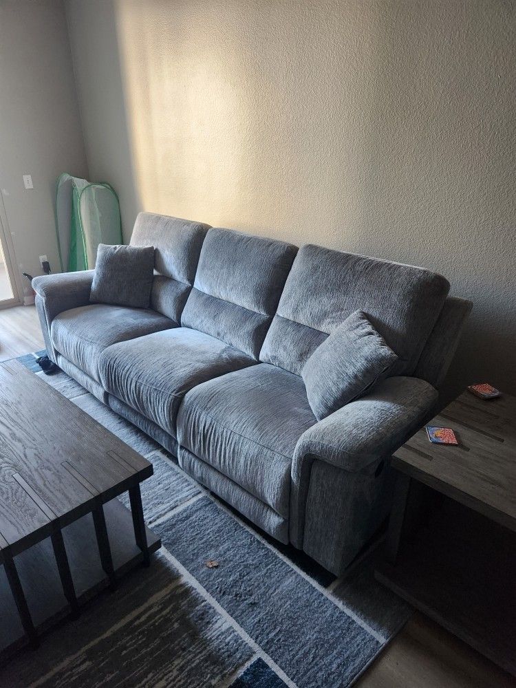 Renegade Gray 103'' Power Reclining Sofa with Armless Recliner & USB Port