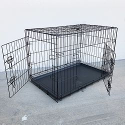 $40 (New) Folding 36” dog cage 2-door pet crate kennel w/ tray 36”x23”x25” 