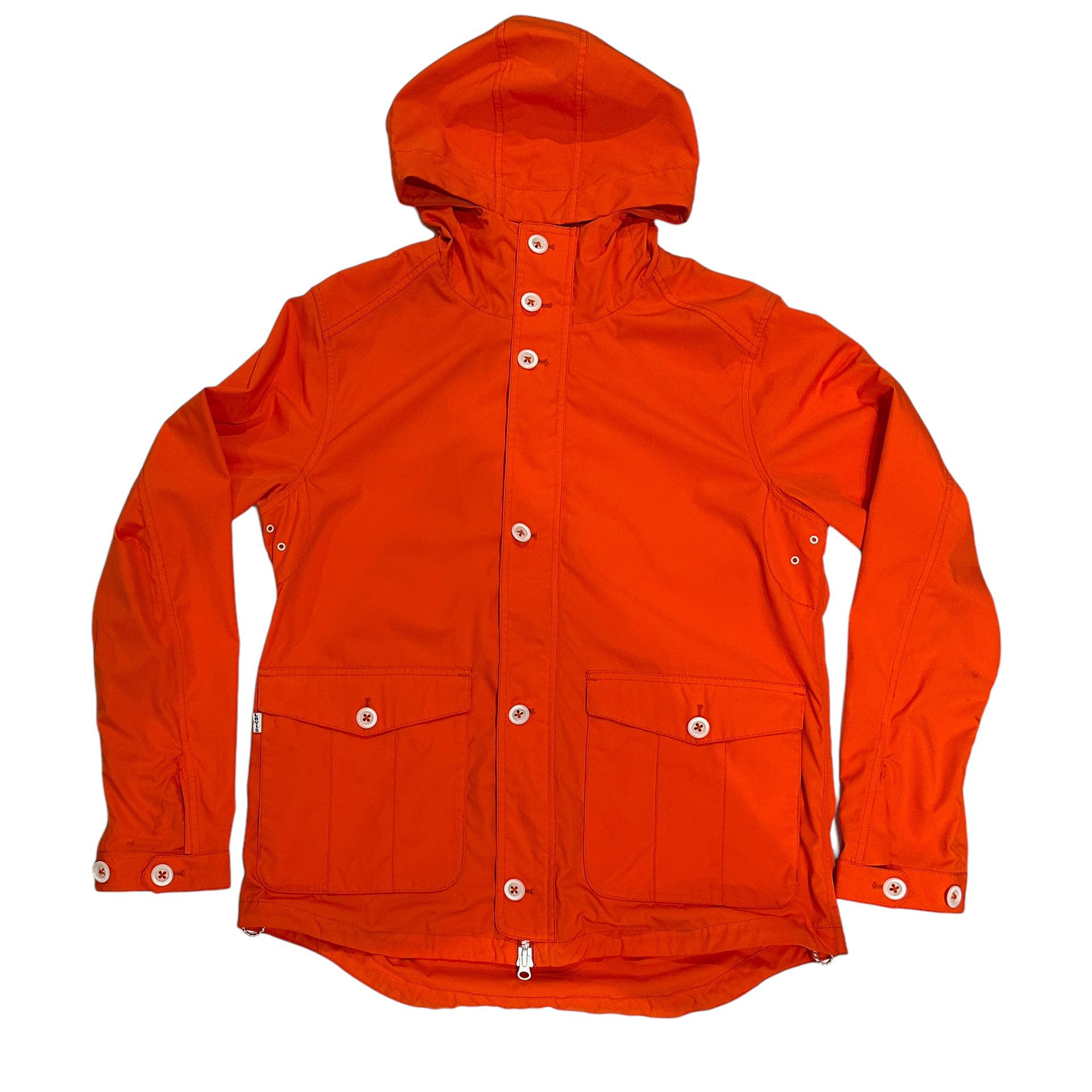 Levi’s California Hooded Rain Coat Anorak Bright Safety Orange Men Large   Embrace the outdoors with this Levi's California Hooded Rain Coat Anorak. M