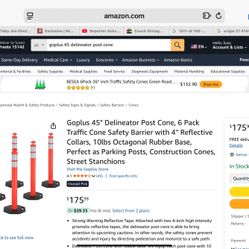 Go plus 45” Delineator 6 Pack Traffic Cone Safety Barrier 