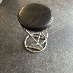 Black Leather Stool 