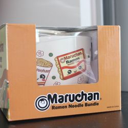 Maruchan Ramen Noodle Ceramic Chi Bowl With Wooden Chopsticks NEW