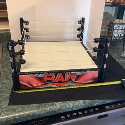 WWE Raw Smackdown Superstar Ring 14” Spring Loaded Mat Pro Tension Ropes Superb condition this is the 2010 version. Great stickers, well made lots of 
