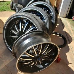 24” Rims And Tires Just Need One Tire Universal Fit