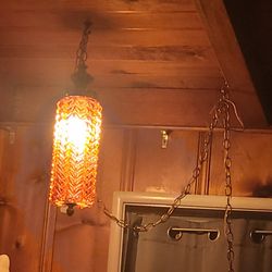 Vintage Hanging AMBER LAMP GLASS