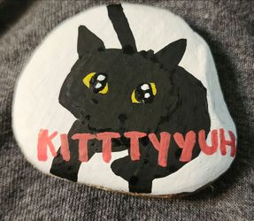 CaseOh Gag Meme Kitttyyuh Rock Art, Hand-Painted