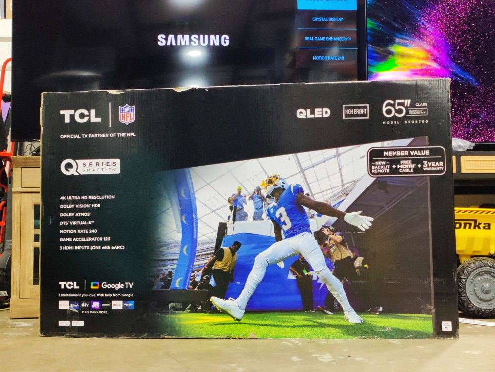 New 📺 TCL 65” Class Q Class 4K QLED HDR Smart TV with Google TV
 FINANCING AVAILABLE $50 DOWN