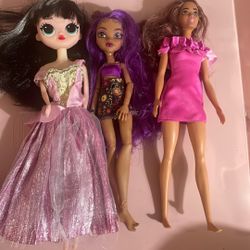 Barbie Fashionistas Doll #217 with Brown Wavy Hair & Pink Dress  