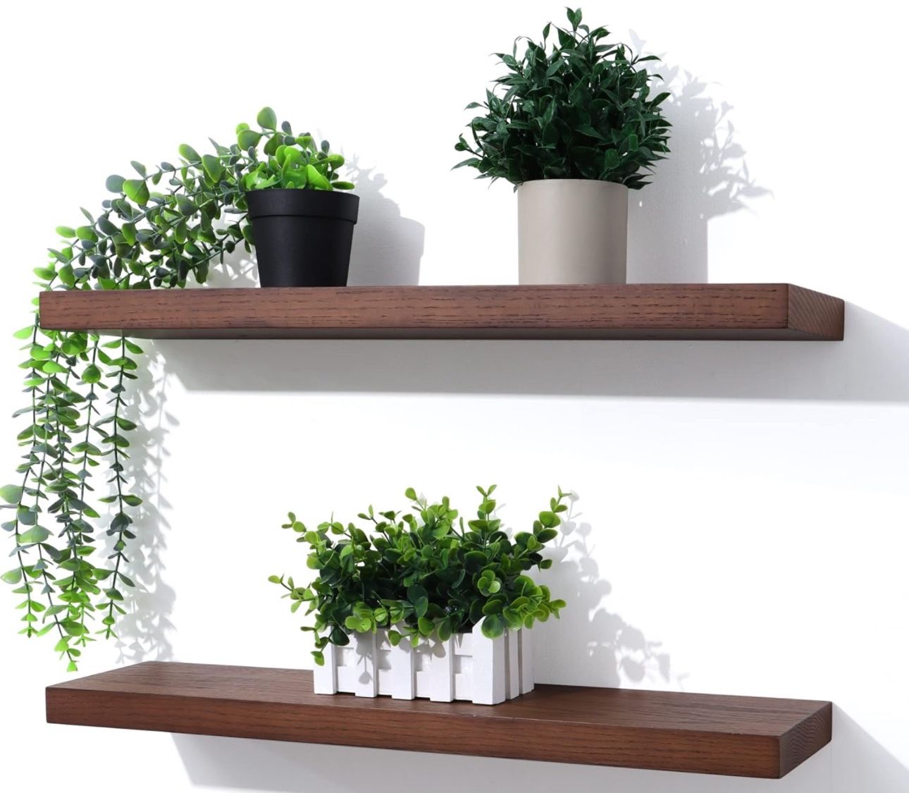 Axeman Oak Floating Shelves, 36 Inch Wall Shelf Set of 2, Solid Wood Shelves for Wall Storage, Wall Mounted Wooden Display Shelf for Bathroom Bedroom