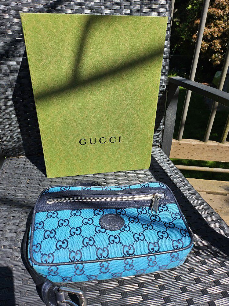 Gucci Blue GG Canvas Marmont Belt Bag