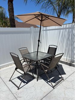 6 Piece Outdoor Patio Dining Set with Umbrella